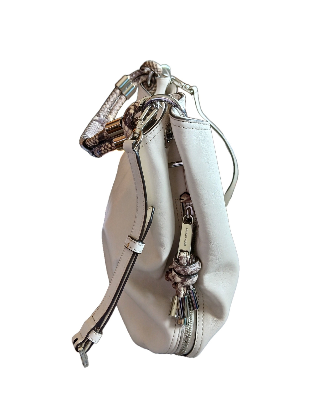 Michael Kors White Leather Shoulder Bag 13 1/2" x 10 1/2"